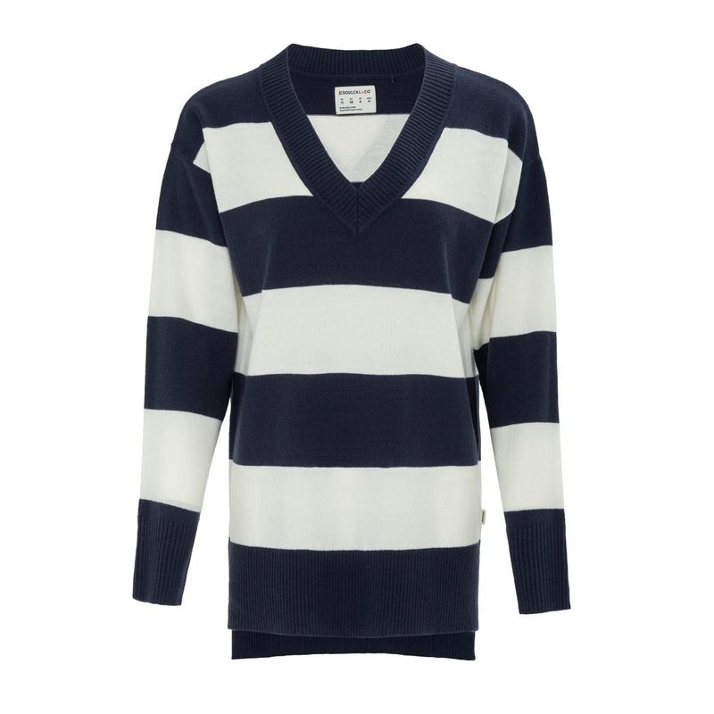 Soulcal Womens/Ladies Stripe Acrylic Sweater / Navy/White